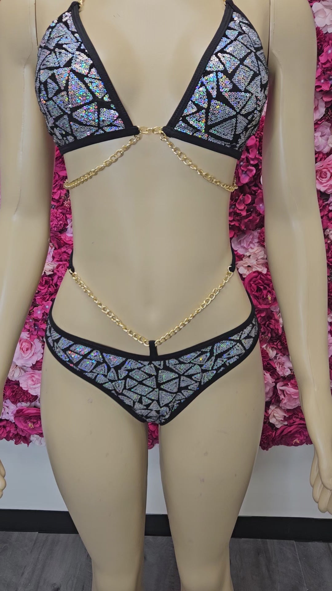 Sexy Sequin chain Bikini Swimsuit