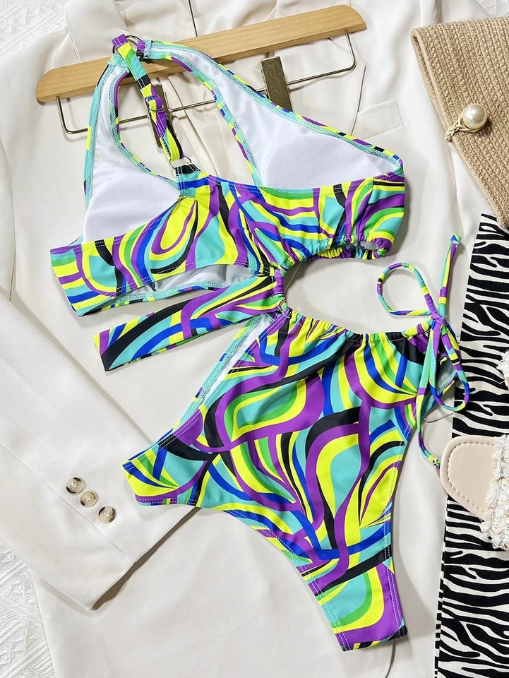 Striped One Piece Trikini