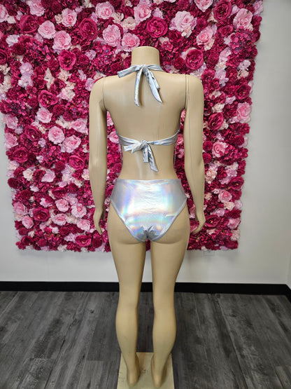 Silver Metallic Chain Swimsuit