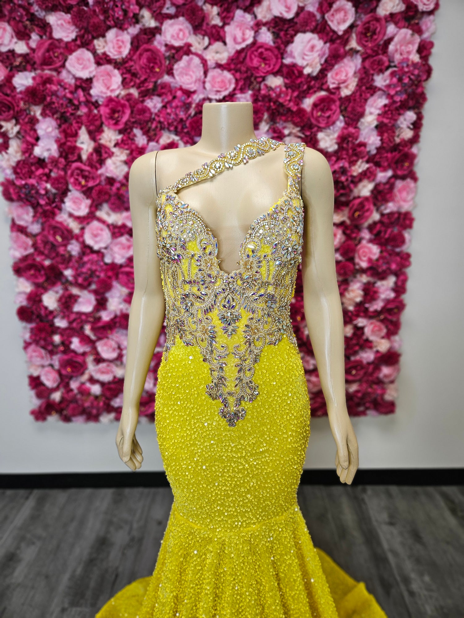Yellow Sequin Mermaid Prom Dress