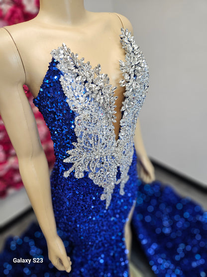 Royal Blue Gown with Split