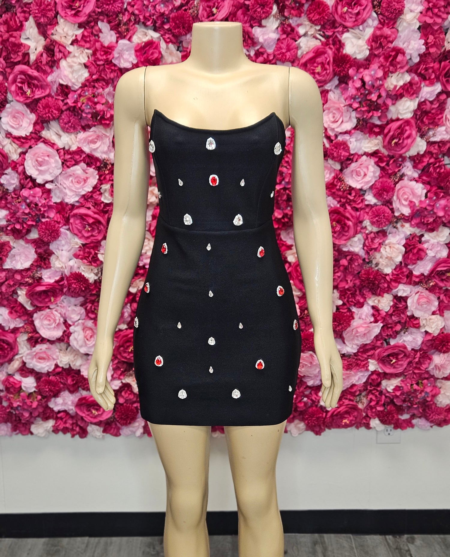 Black Bandage Mini Dress with Stones