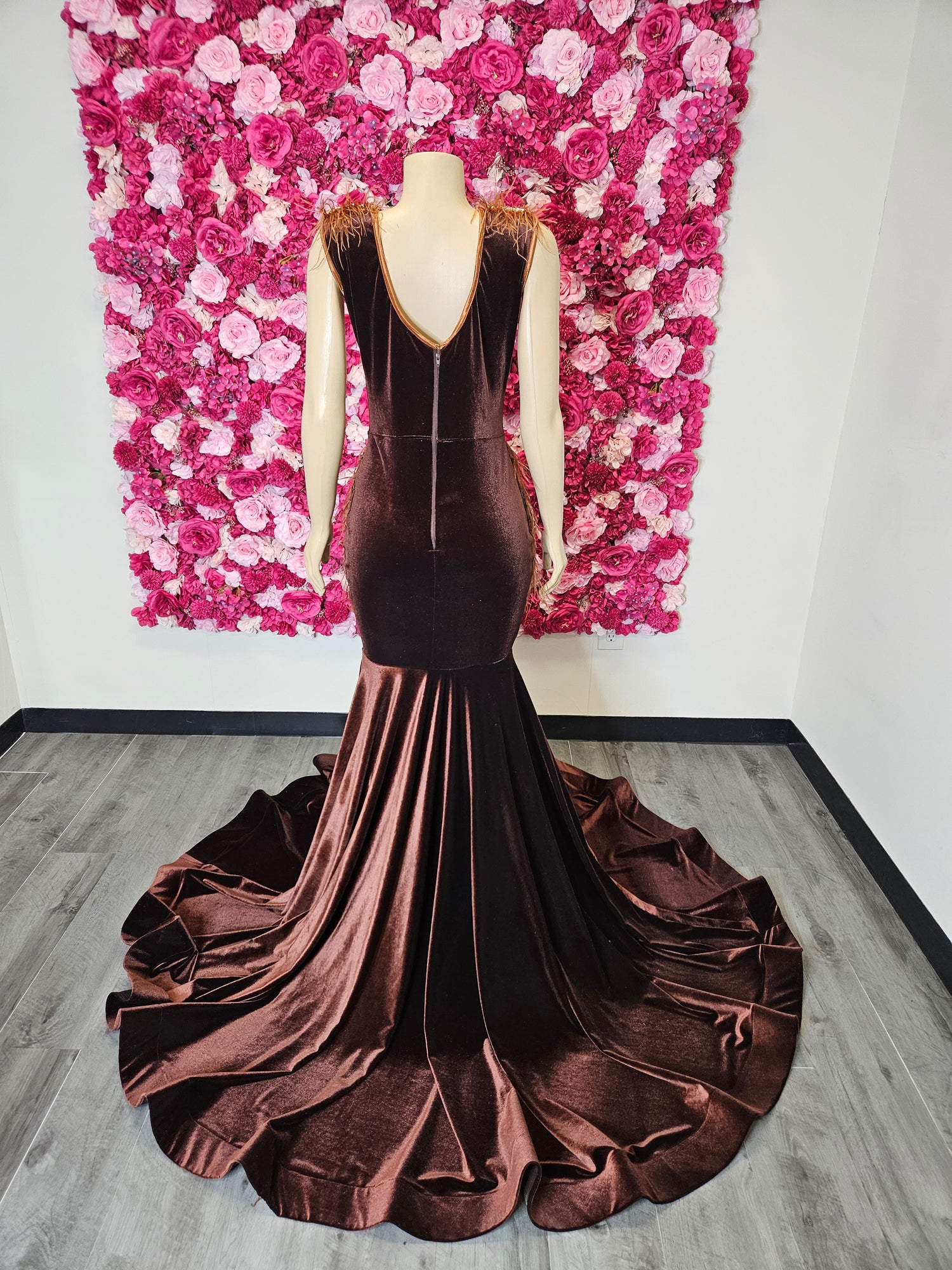 brown mermaid gown USA