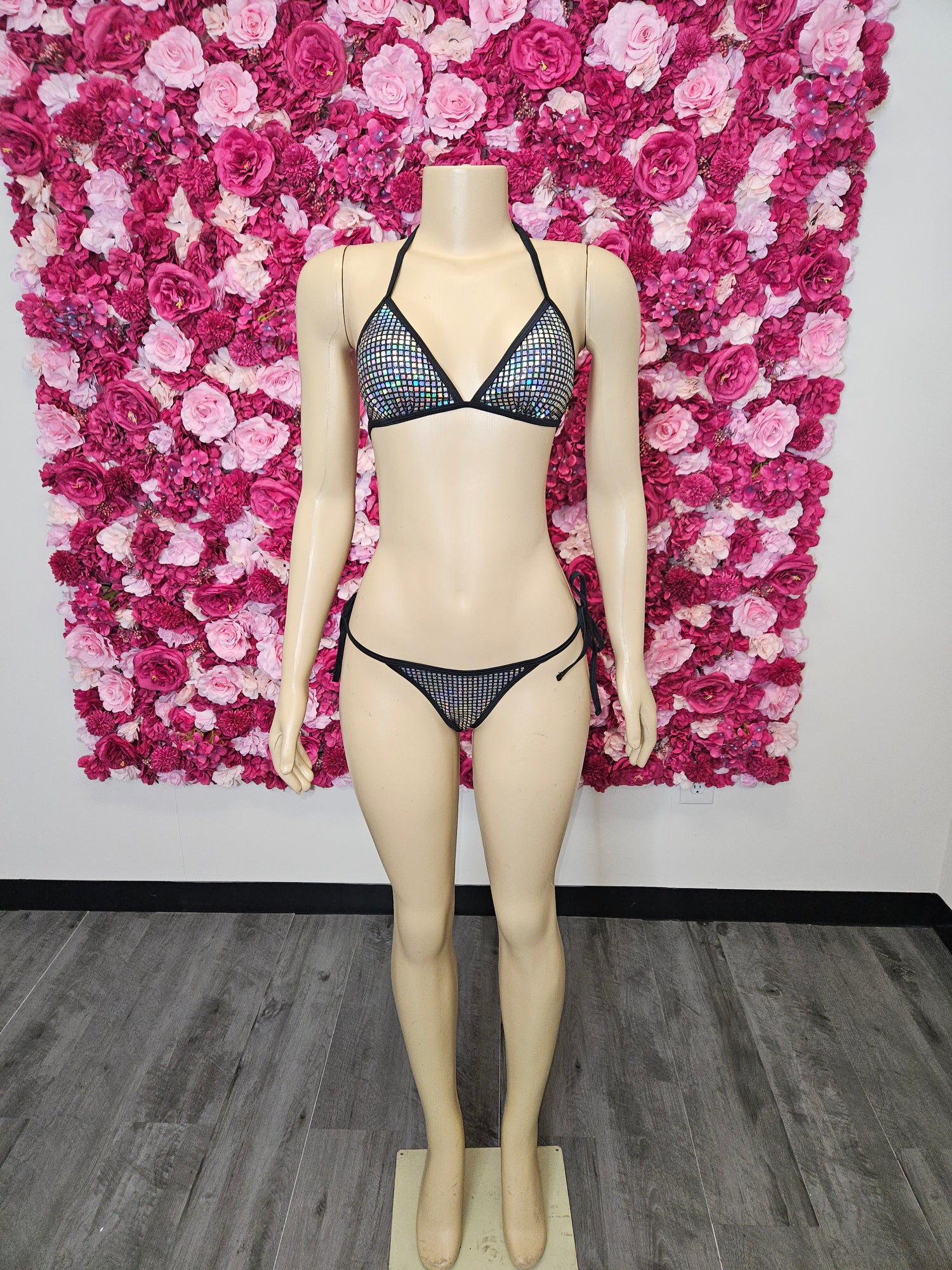 Black Iridescent Two Piece Bikini Swimsuit