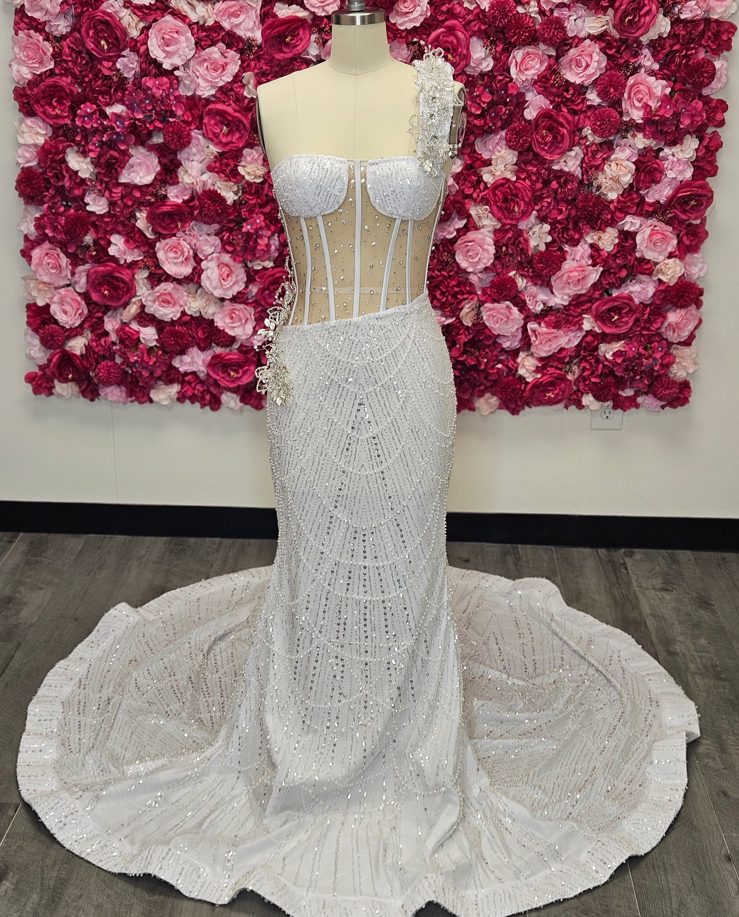 White One Shoulder Beaded Mermaid Prom Gown – Ready-to-Ship