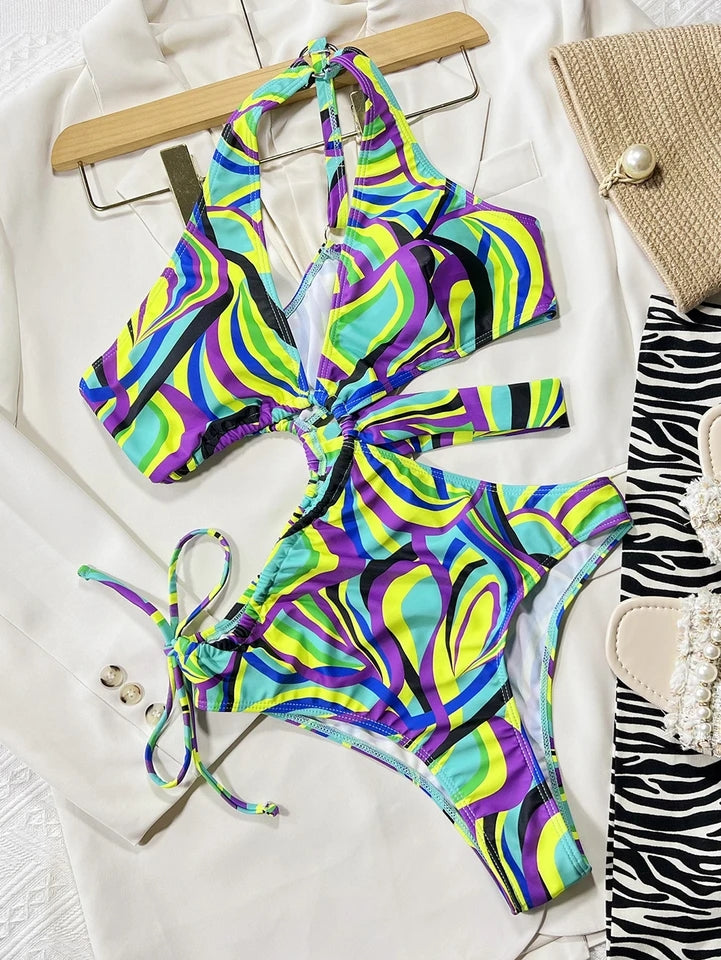 Striped One Piece Trikini