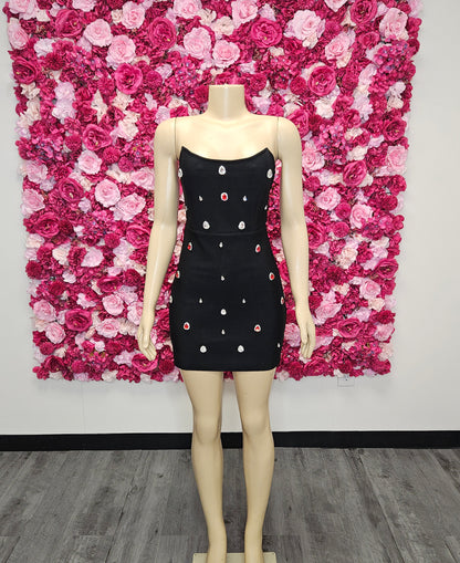 Black Bandage Mini Dress with Stones