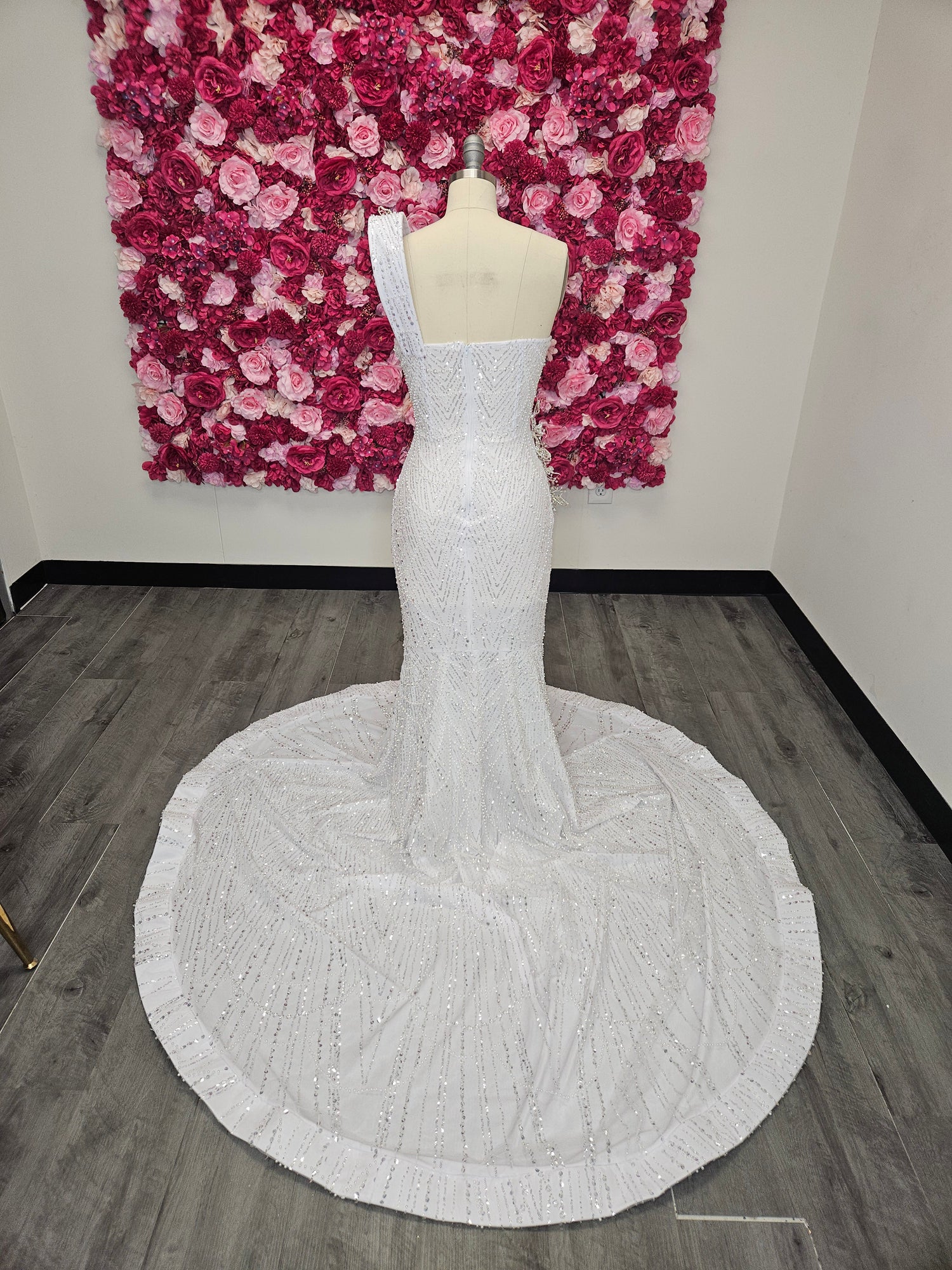 White One Shoulder Beaded Mermaid Prom Gown – Ready-to-Ship