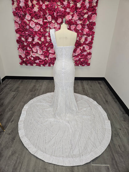 White One Shoulder Beaded Mermaid Prom Gown – Ready-to-Ship