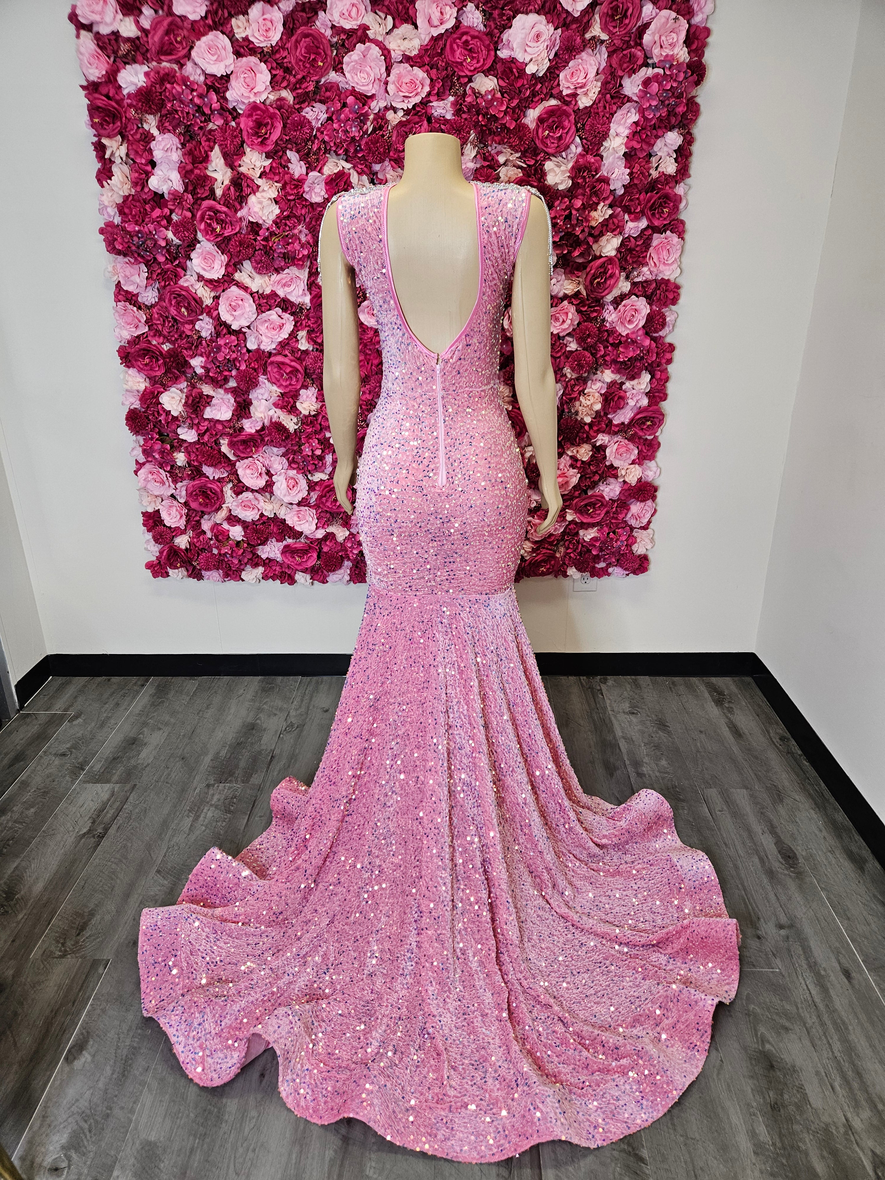 Pink Sequin prom dress In USA