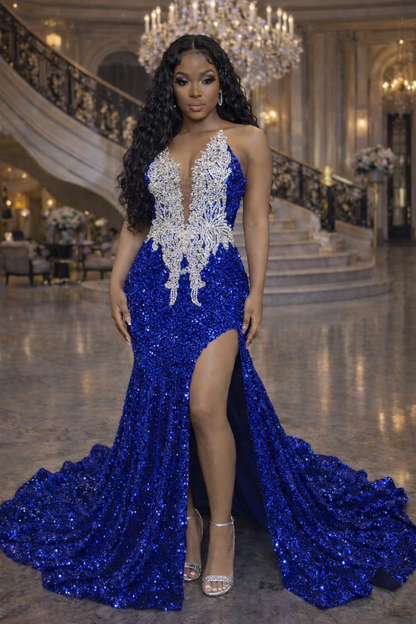 Royal Blue Gown with Split