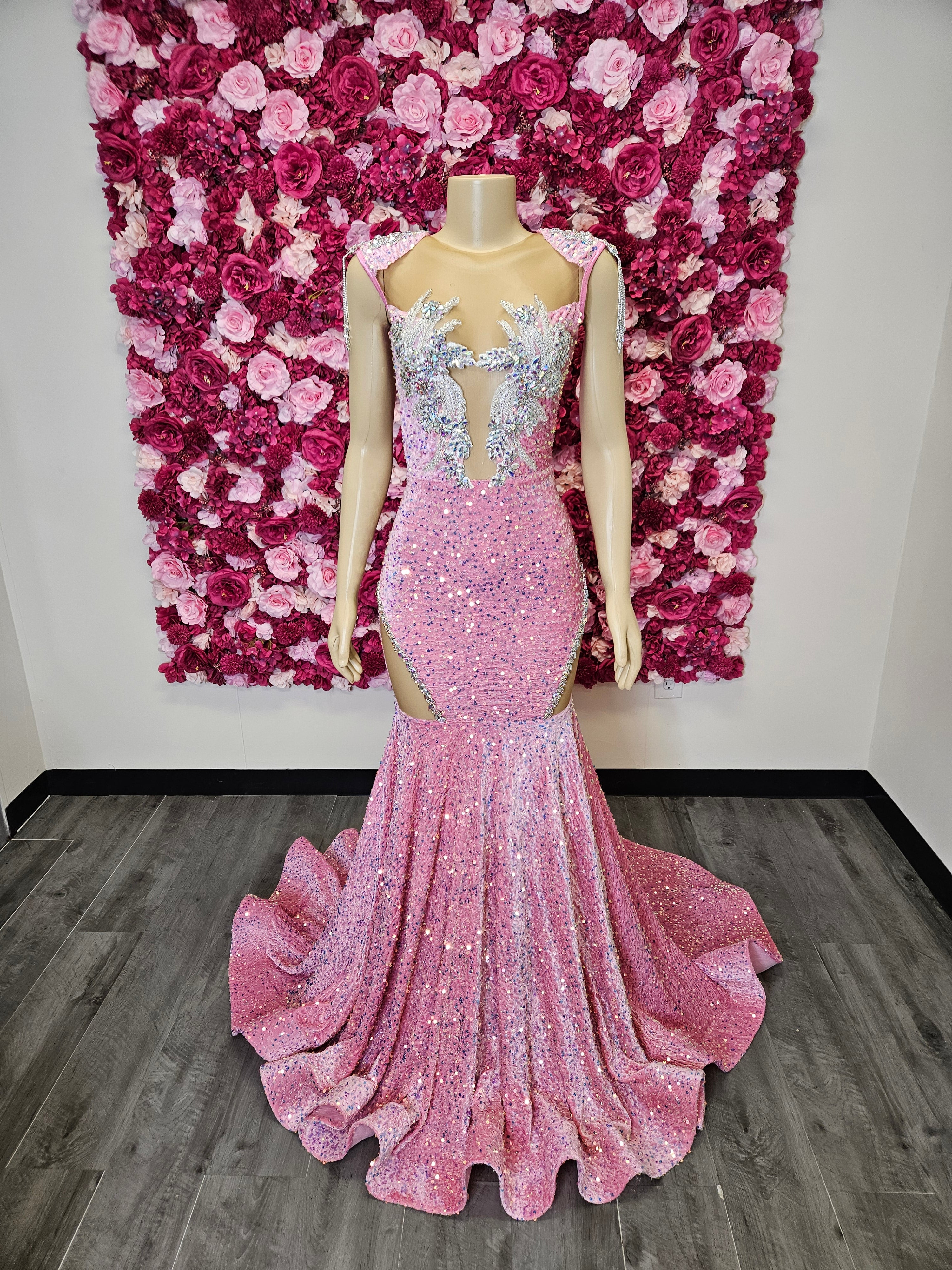 Pink Sequin prom dress In USA