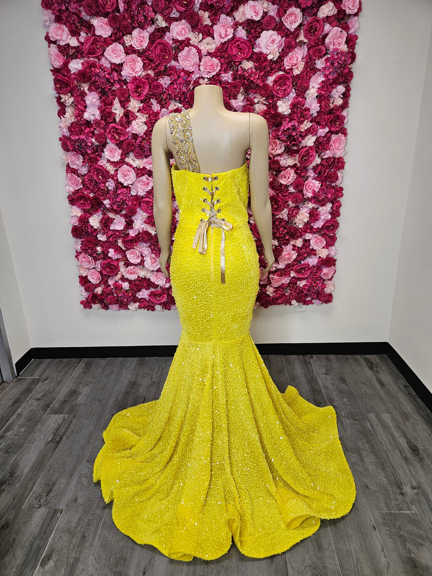 Yellow Sequin Mermaid Prom Dress