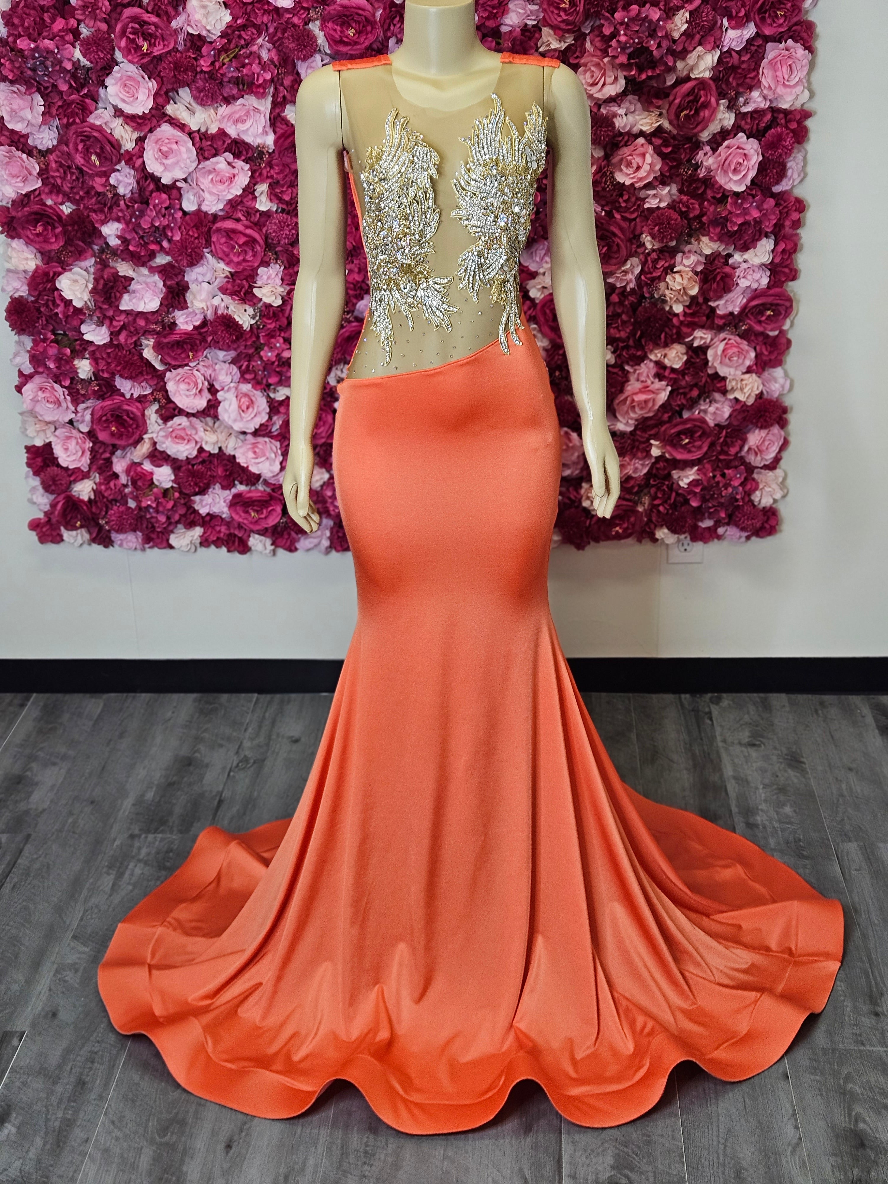 mermaid orange prom dresses USA