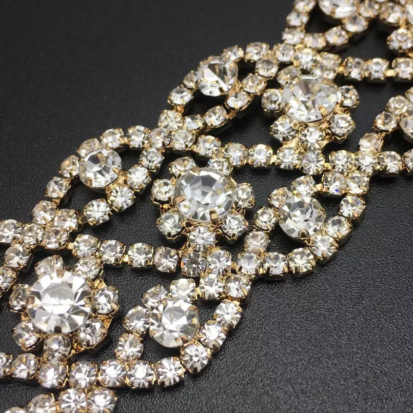 Gold crystal rhinestone choker necklace