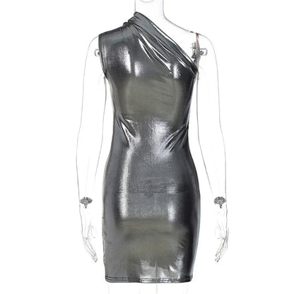 Gray Metallic Mini Dress