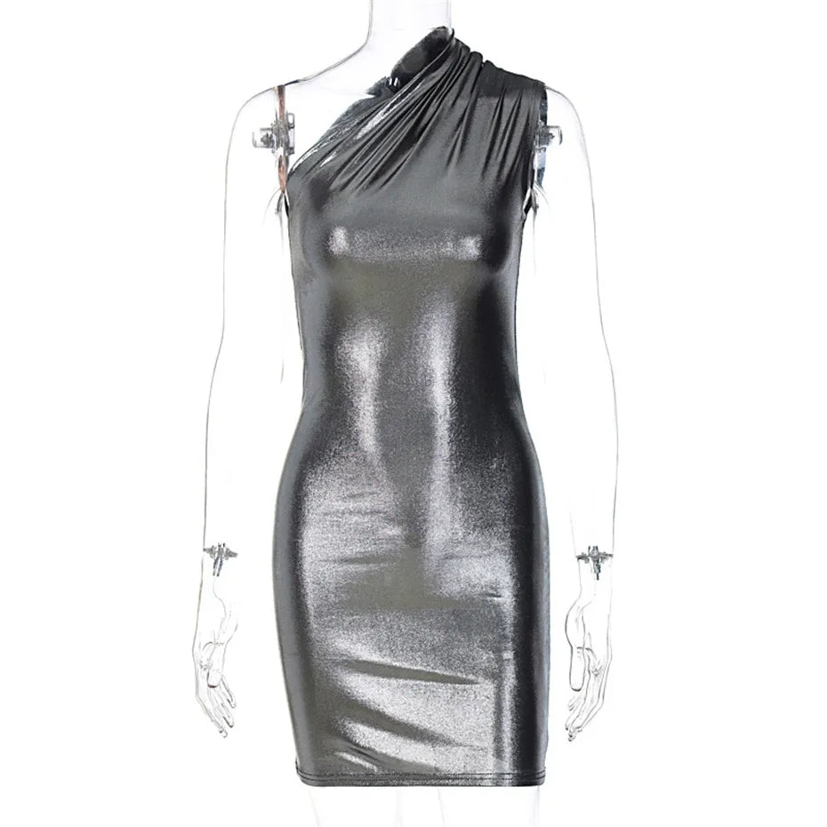 Gray Metallic Mini Dress