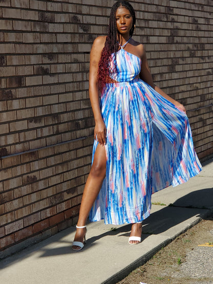 Blue Multicolored Summer Dress