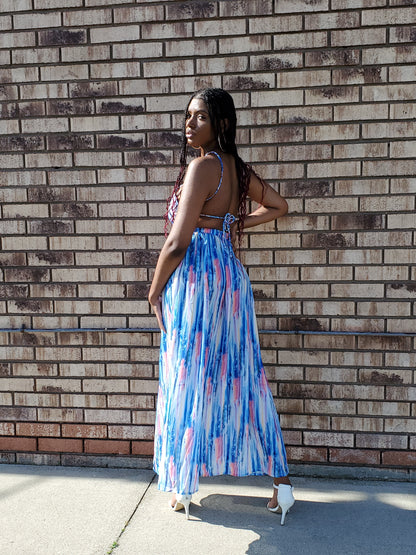 Blue Multicolored Summer Dress