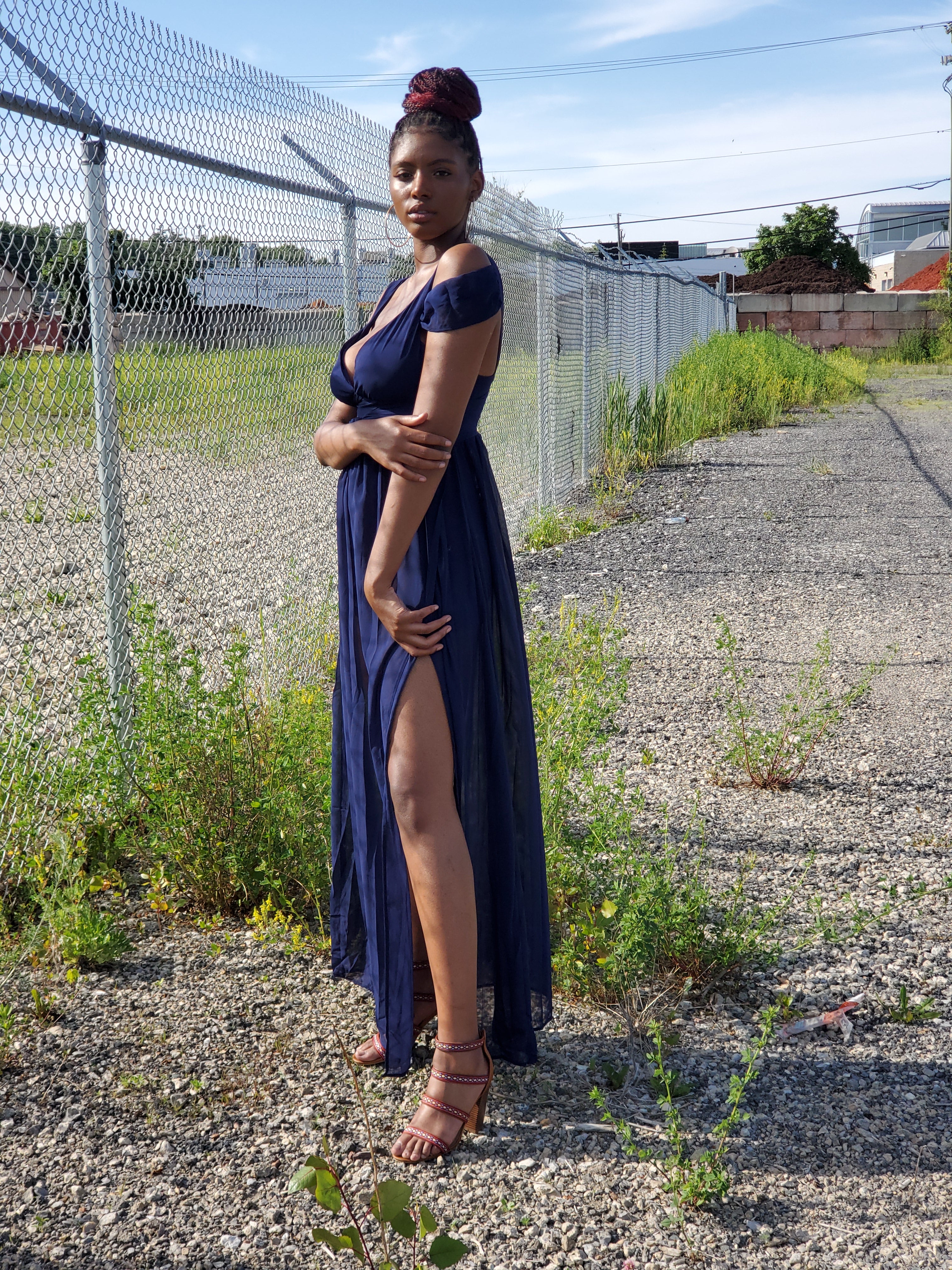 Navy chiffon dress