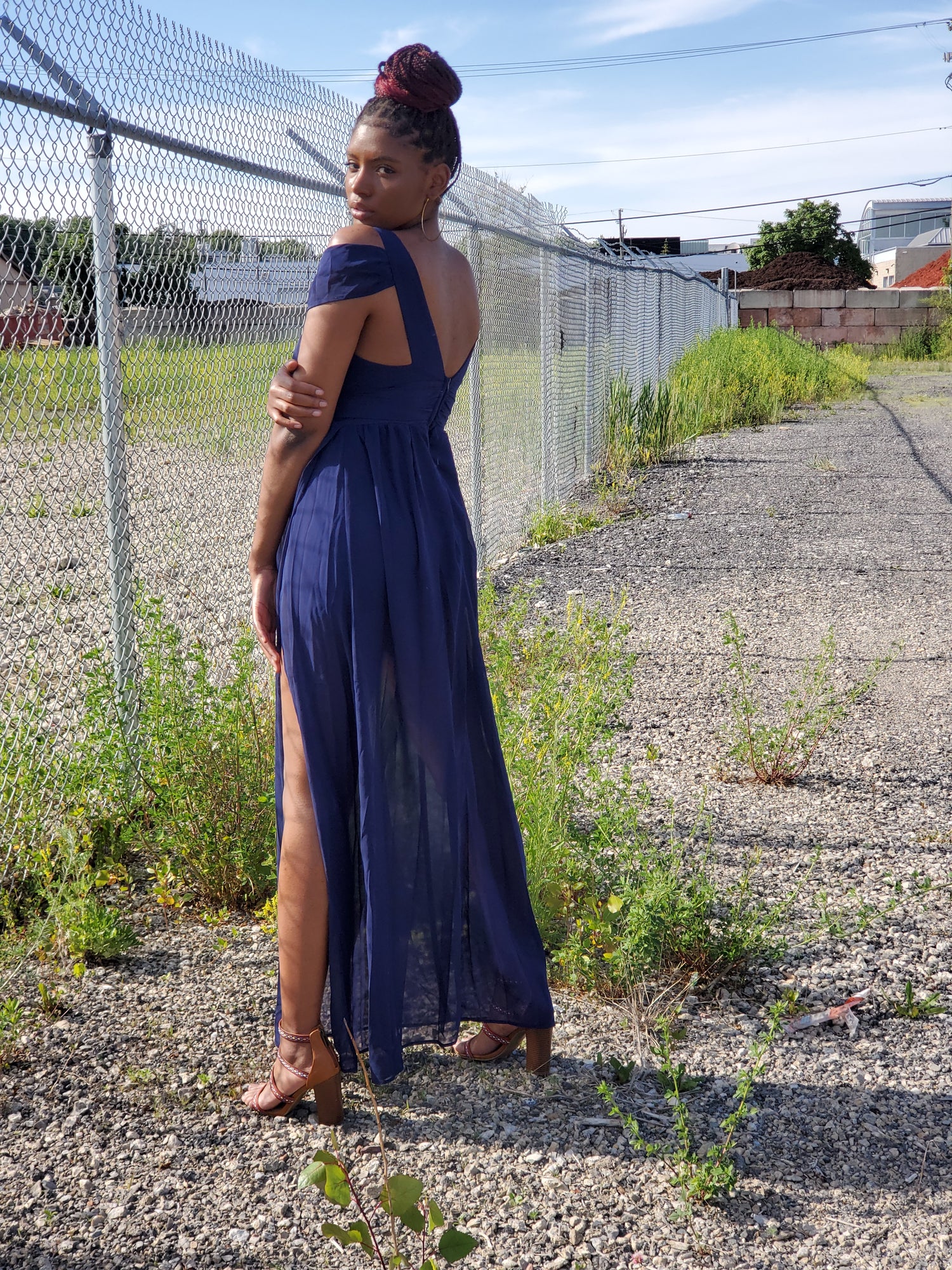 Navy chiffon dress