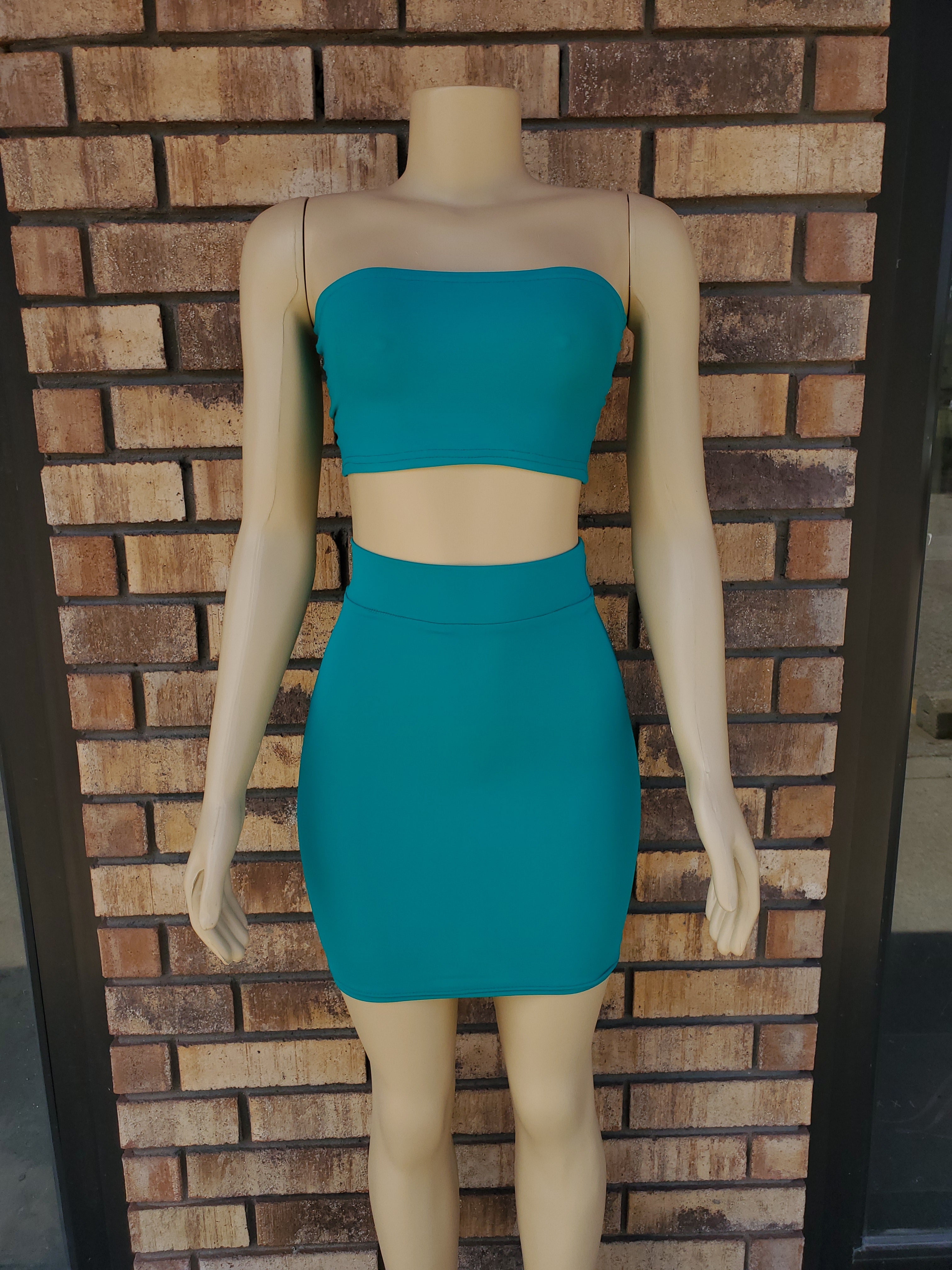 Teal 2 piece skirt set