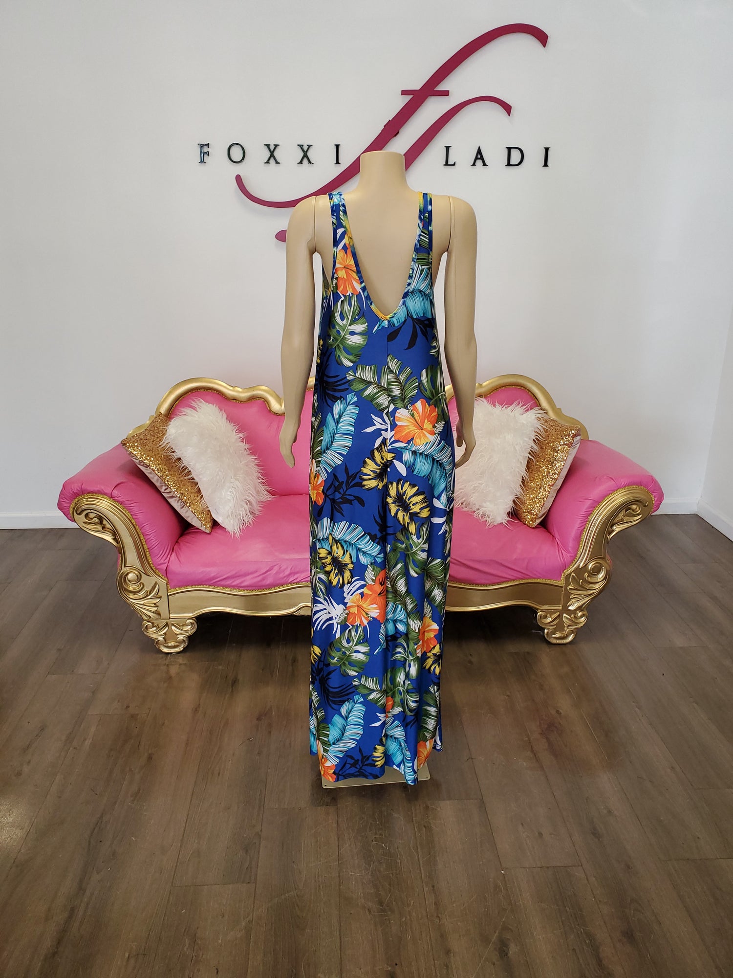Tropical print loose fit maxi dress foxxiladi Tropical print loose fit maxi dress foxxiladi