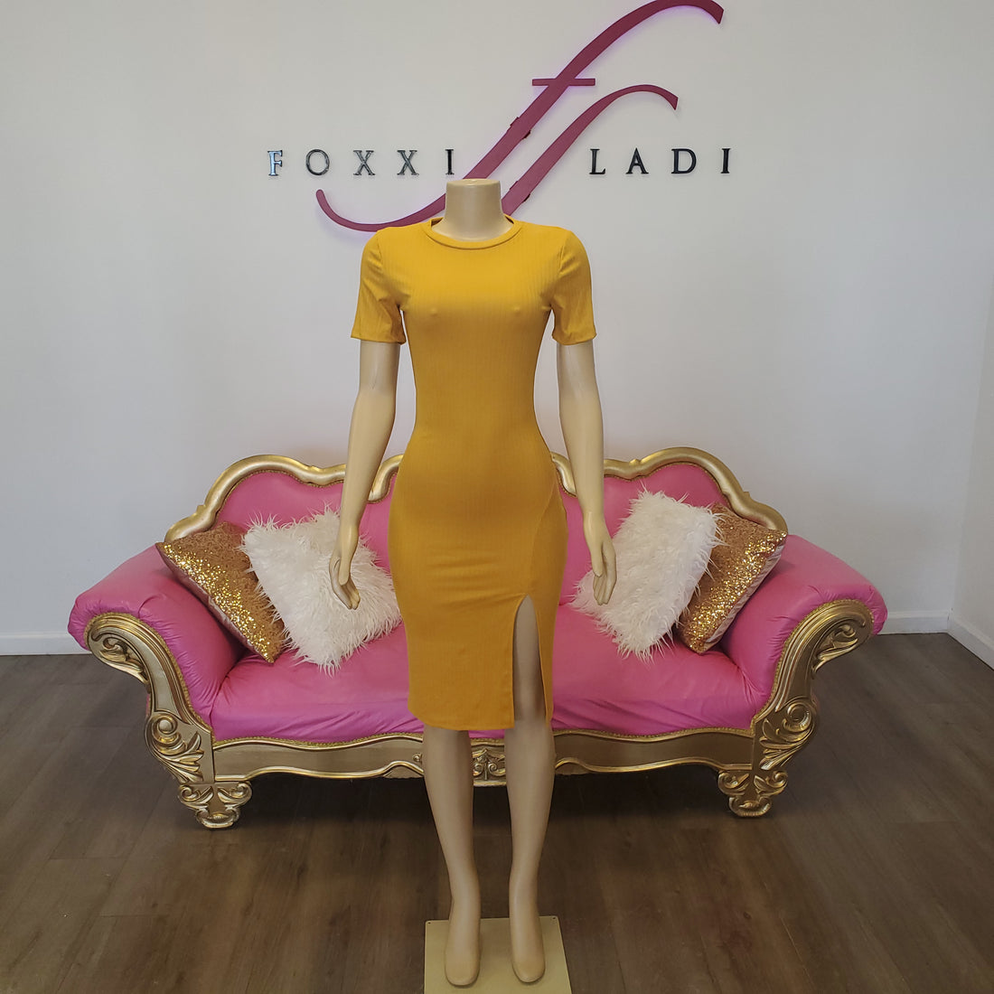 Mustard bodycon dress