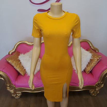 Mustard bodycon dress