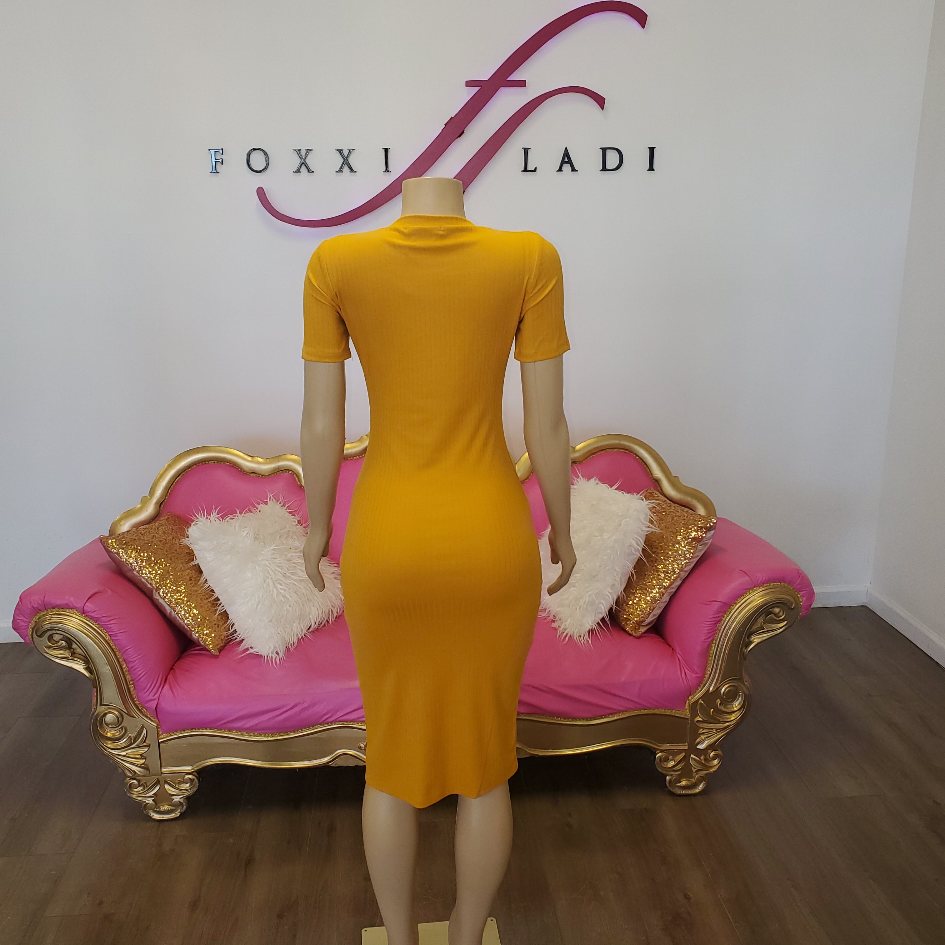 Mustard bodycon dress