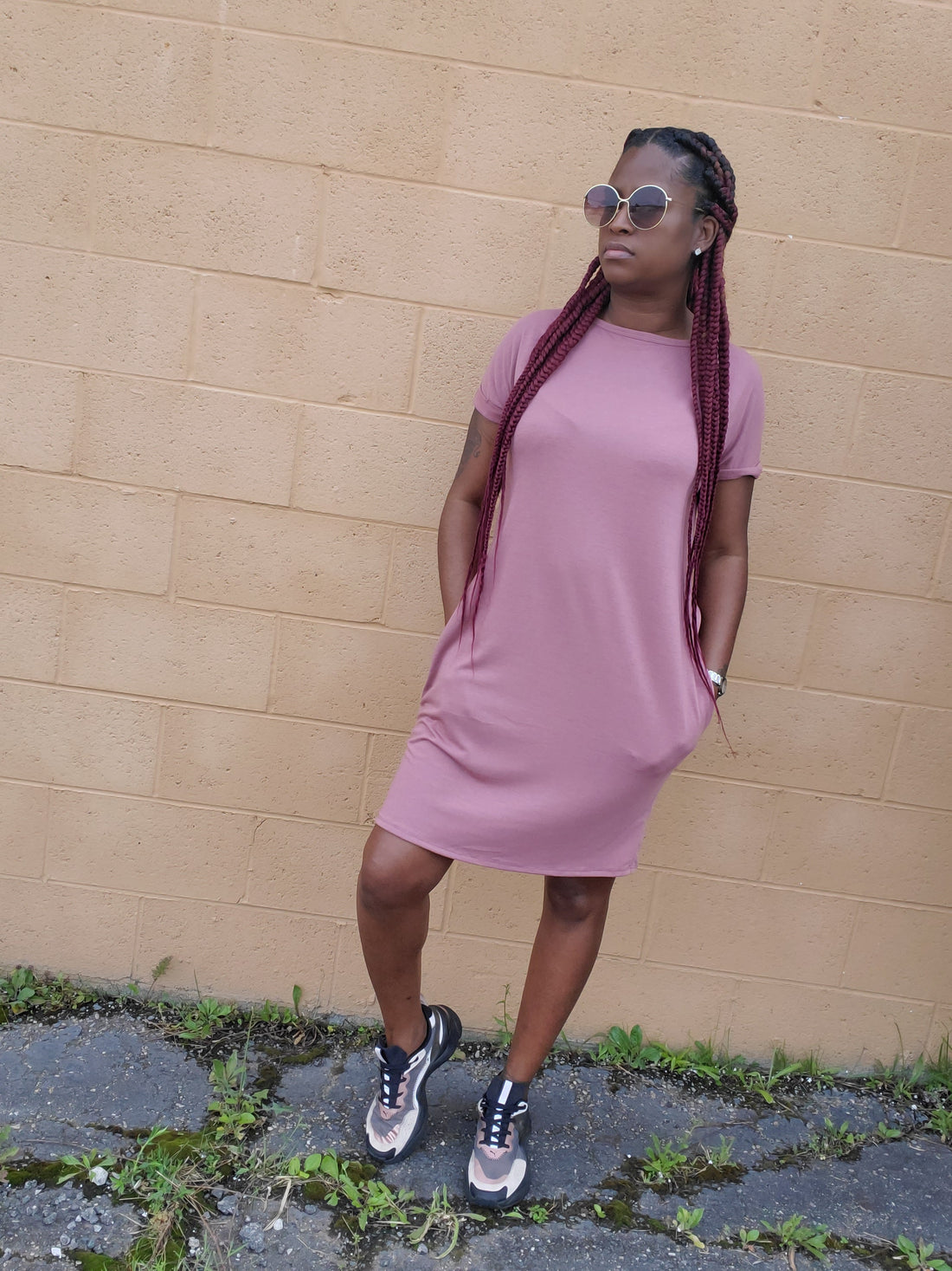 Mauve oversized T- shirt dress