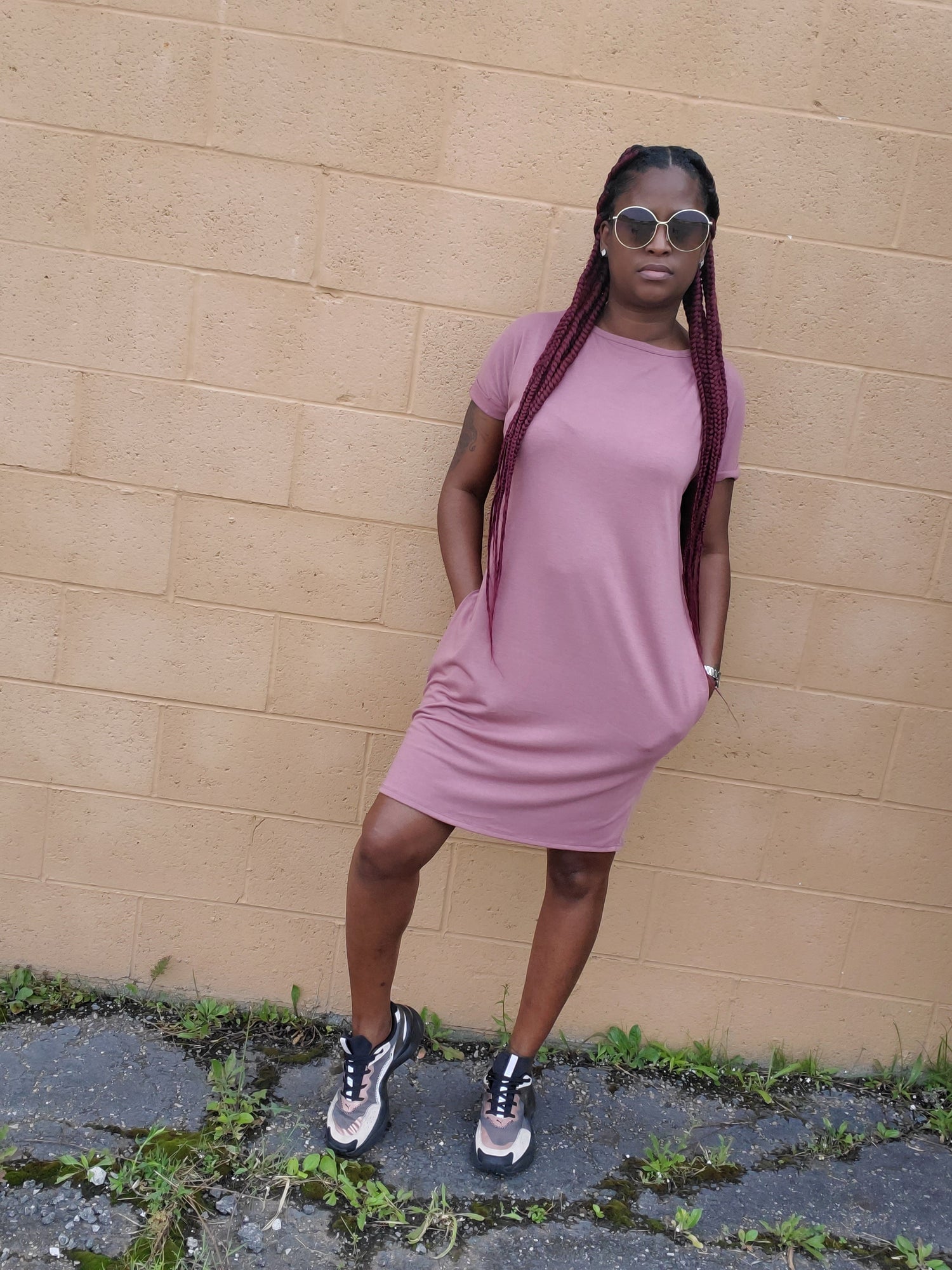 Mauve oversized T- shirt dress