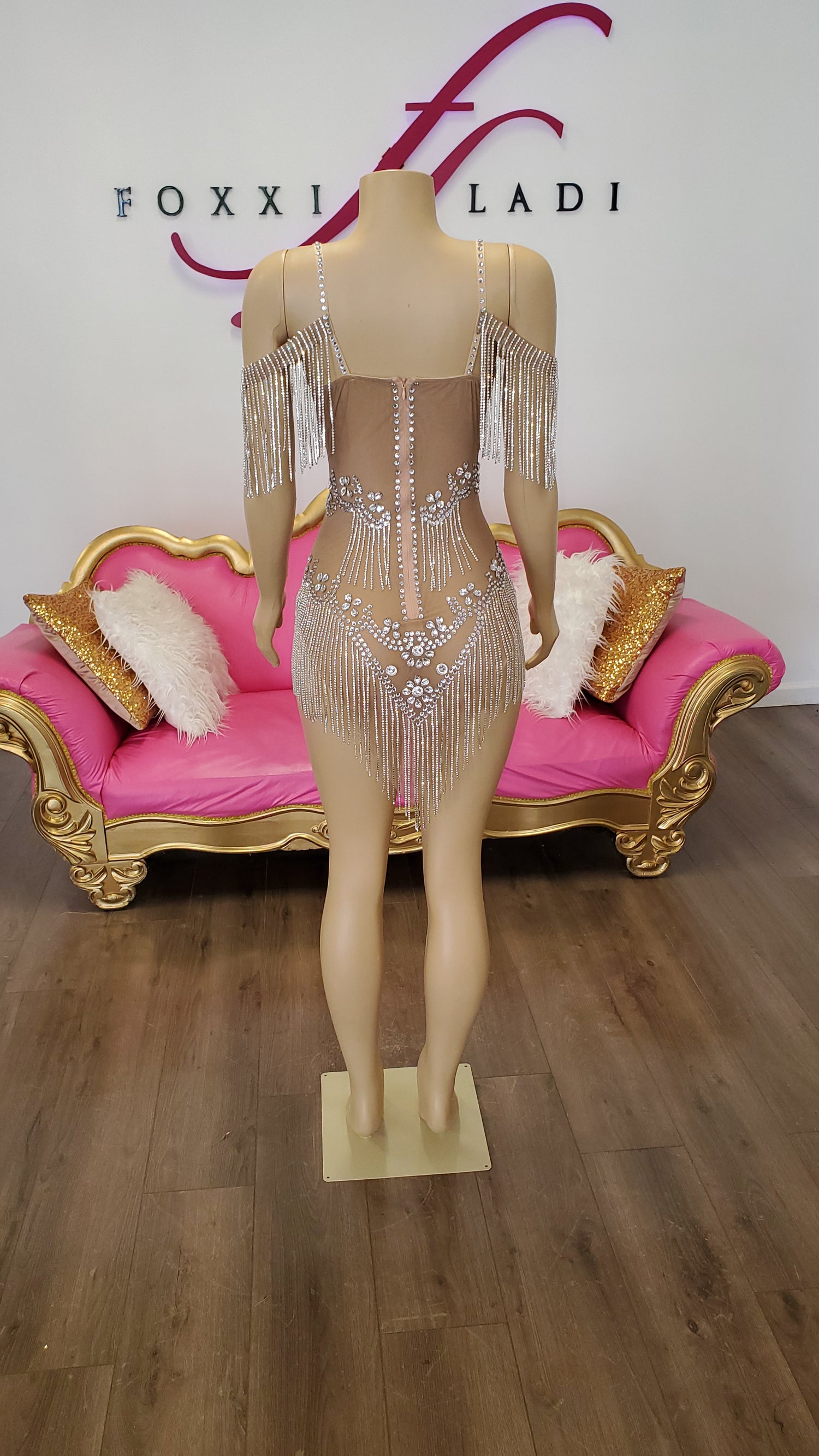 FREAKUM Rhinestone Leotard Nude