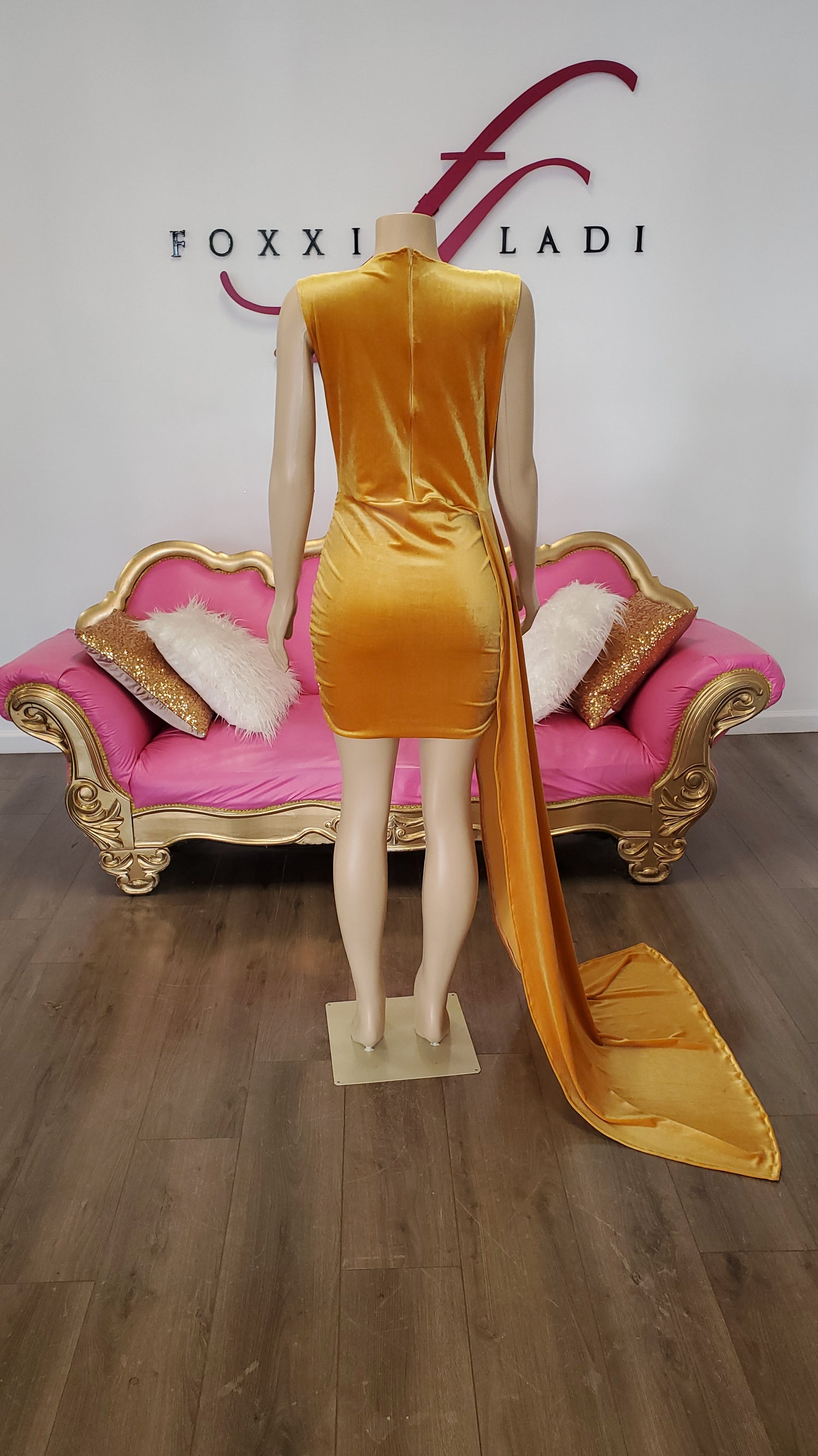 Rhinestone Gold dress USA