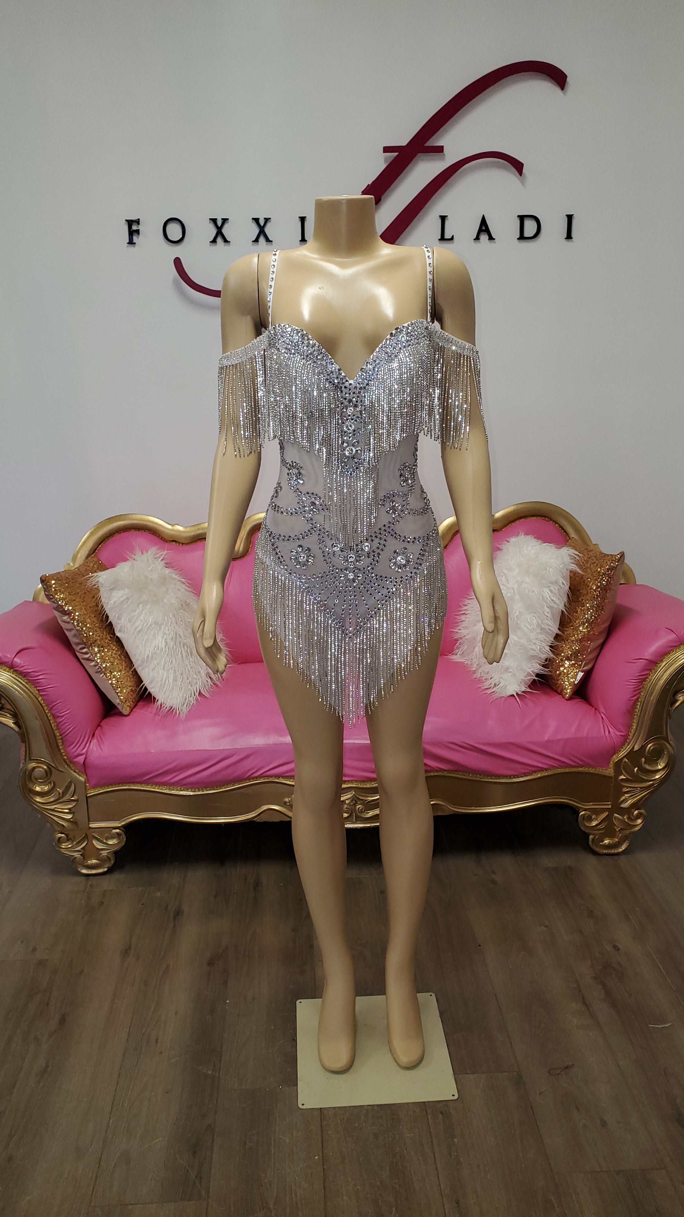 FREAKUM Rhinestone Leotard White