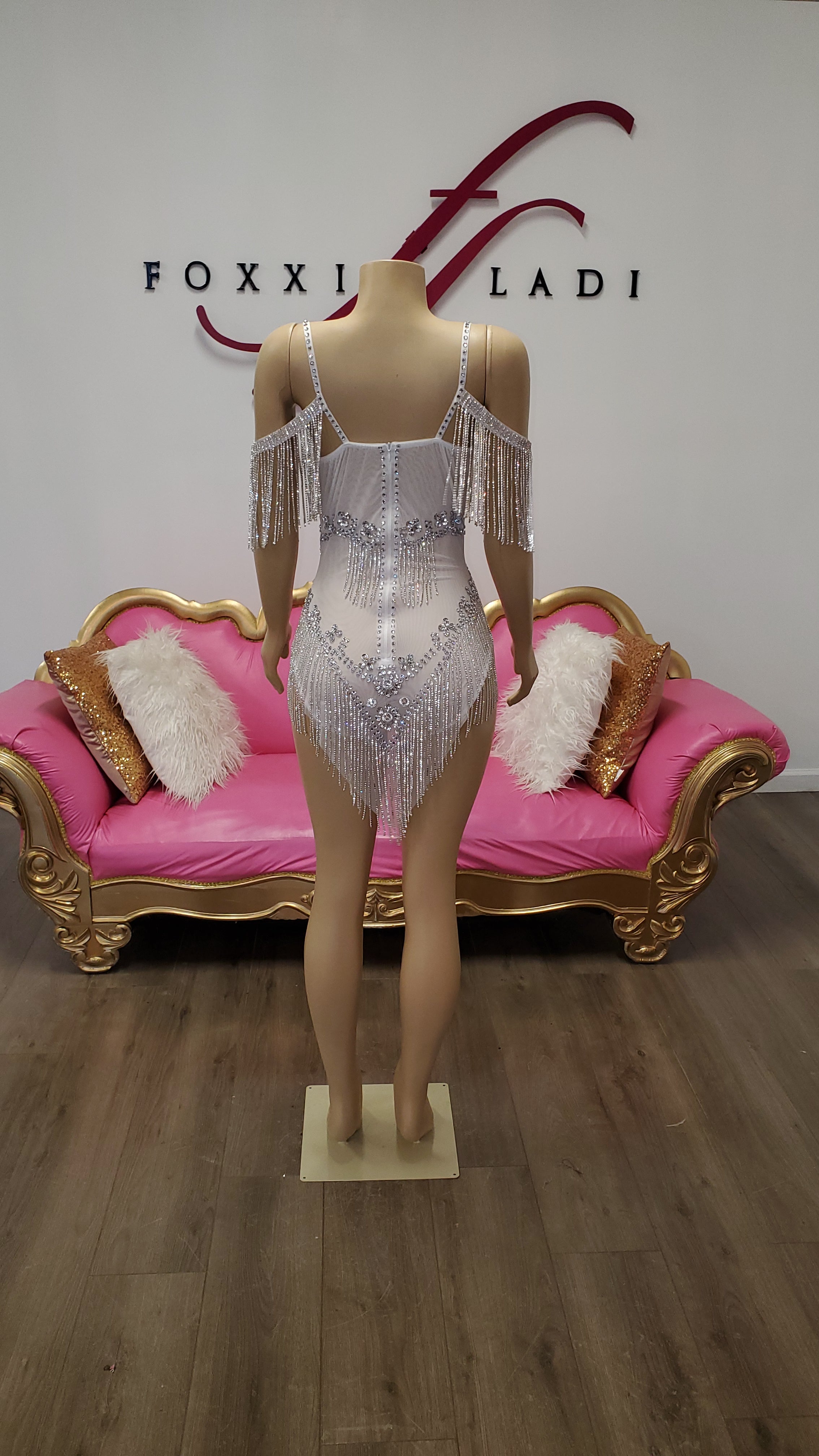 FREAKUM Rhinestone Leotard White