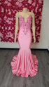 long pink  prom dresses USA