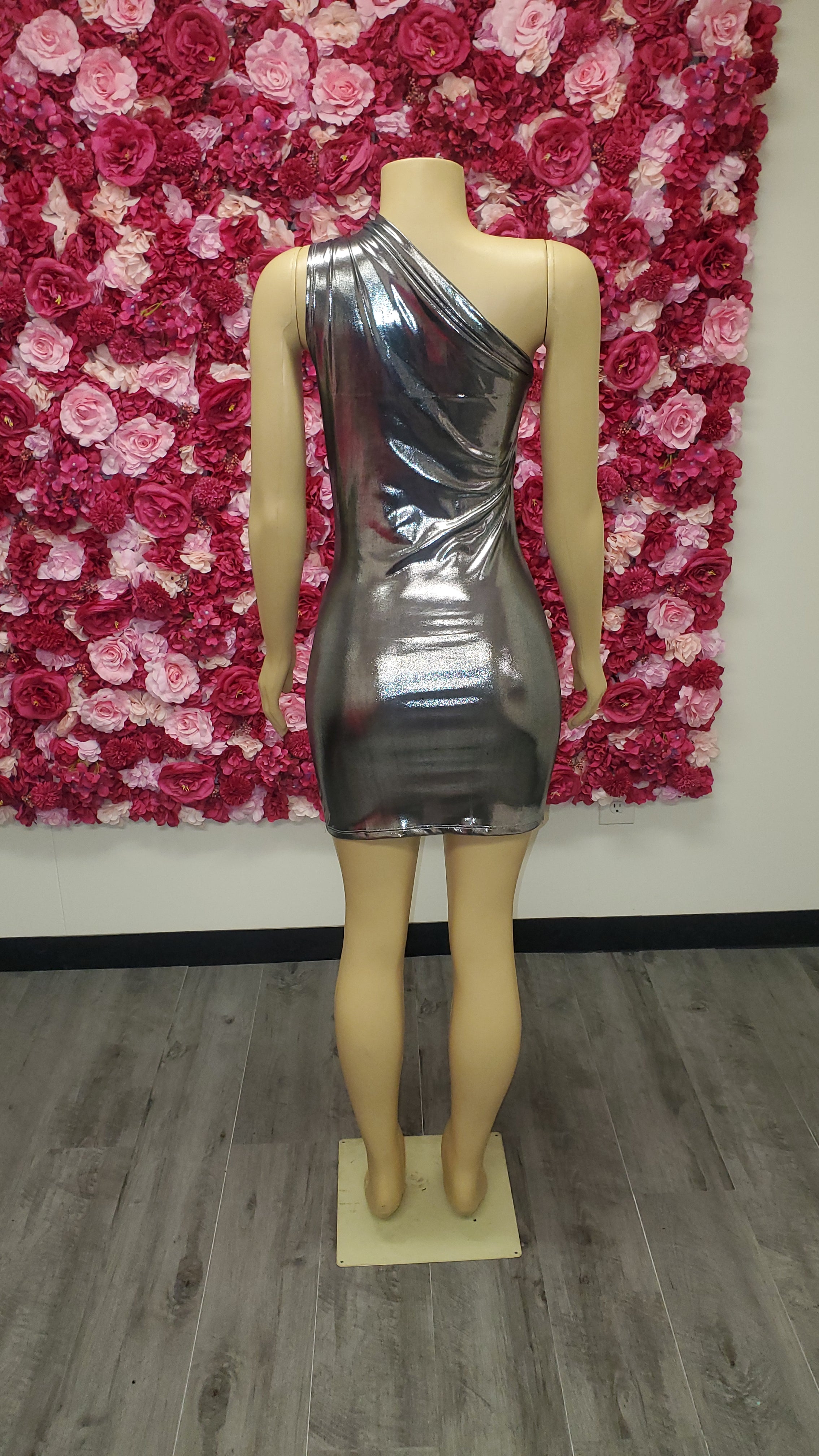 Gray Metallic Mini Dress