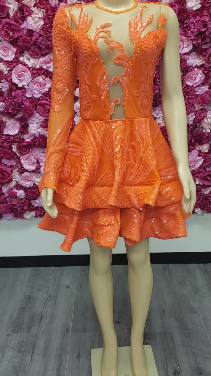 Orange sequin prom Dress USA