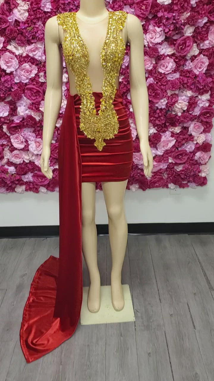 Red diamonds prom dress Near USA