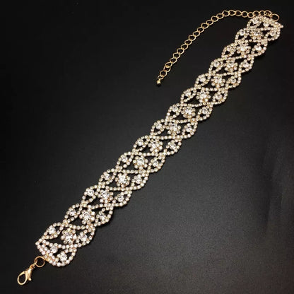 Gold crystal rhinestone choker necklace