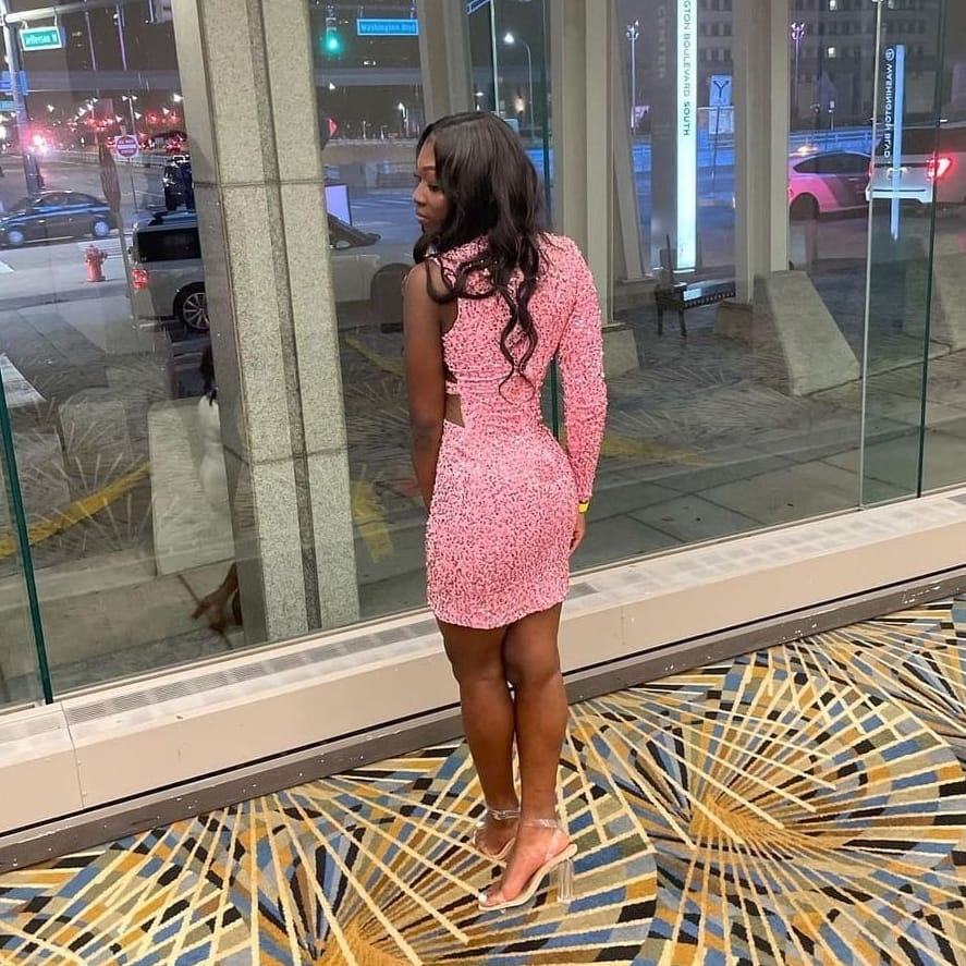 pink sequin prom dress Near USA