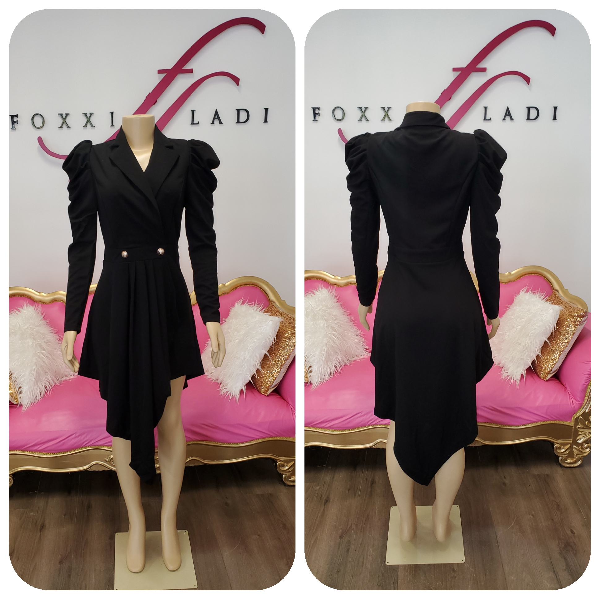 Black blazer with pink puff sleeves 2025