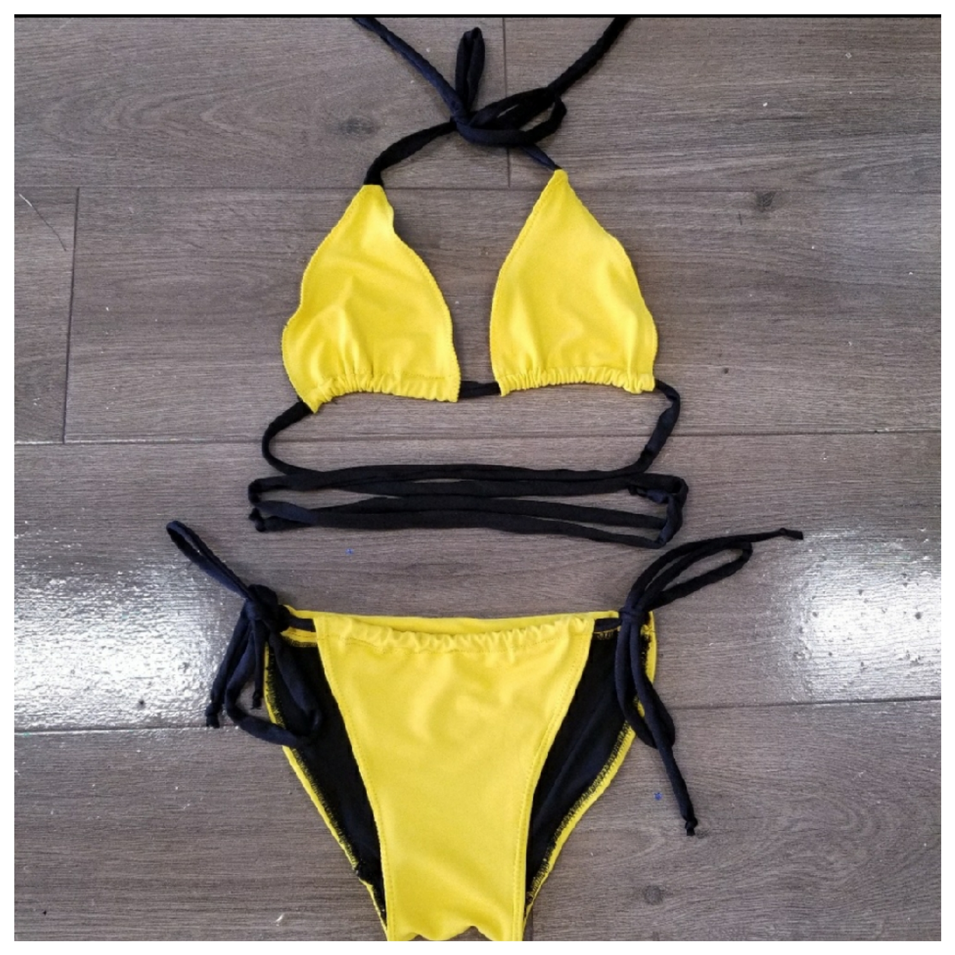 Yellow 2 piece bikini swimsuit