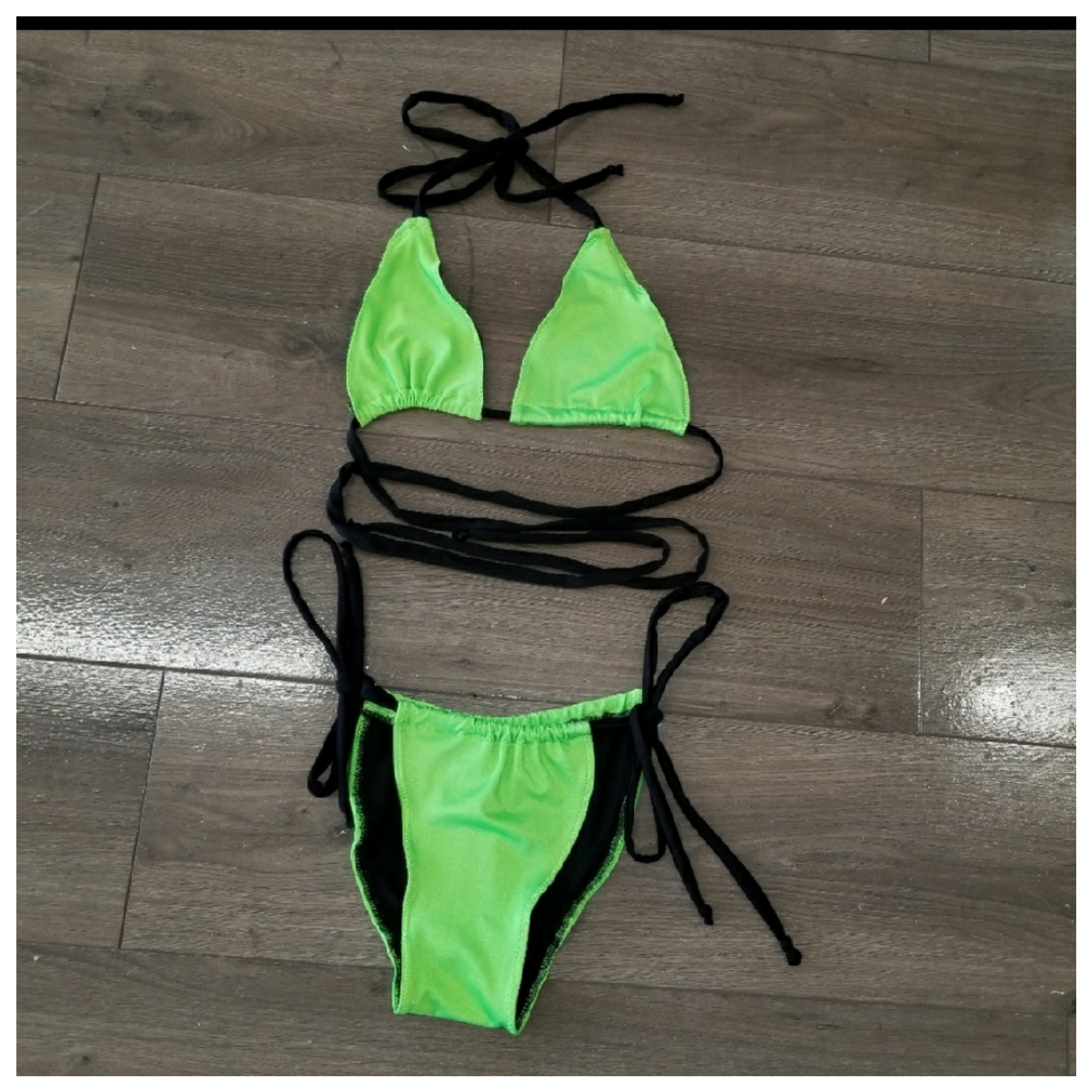 Lime green 2 piece bikini swimsuit foxxiladi