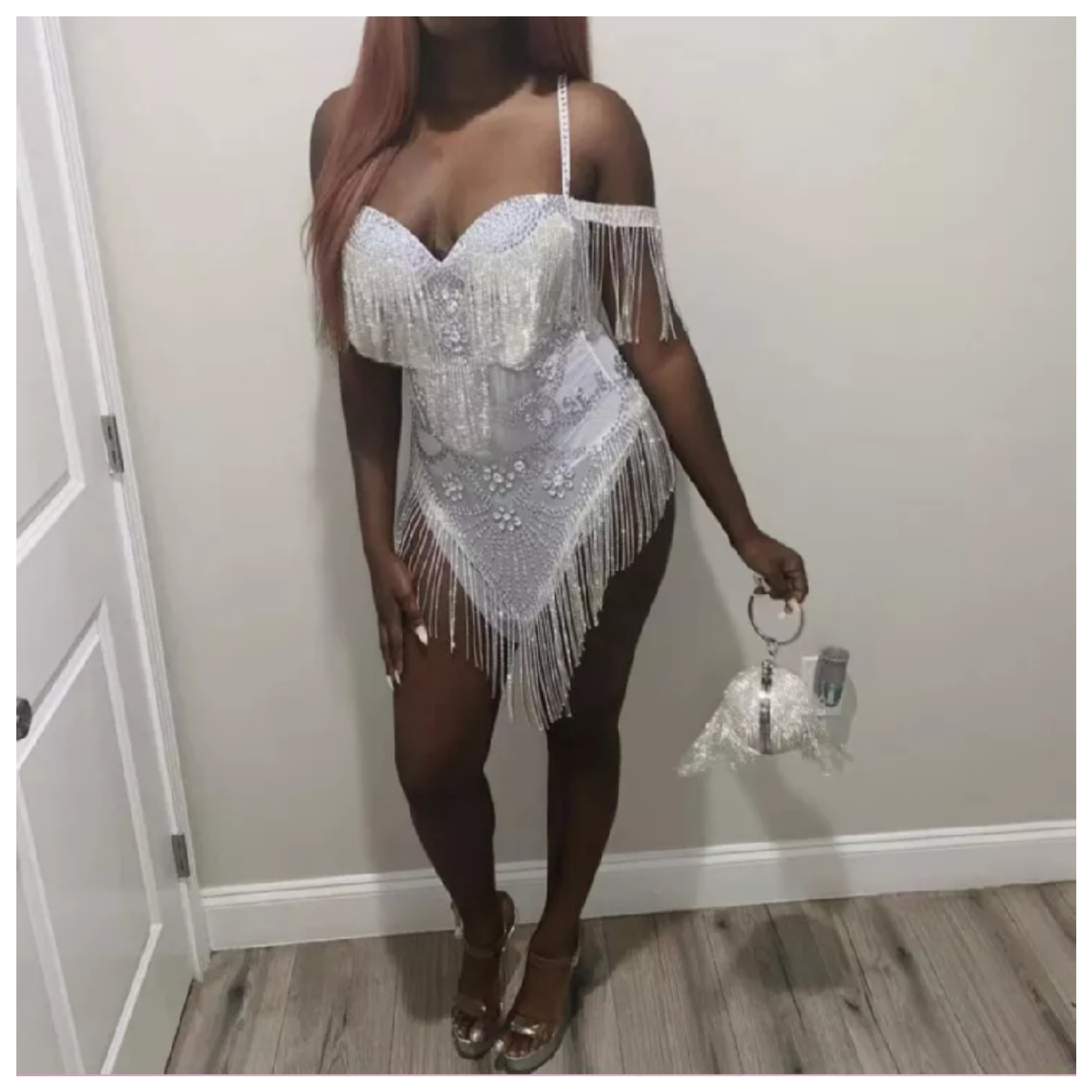 FREAKUM Rhinestone Leotard White