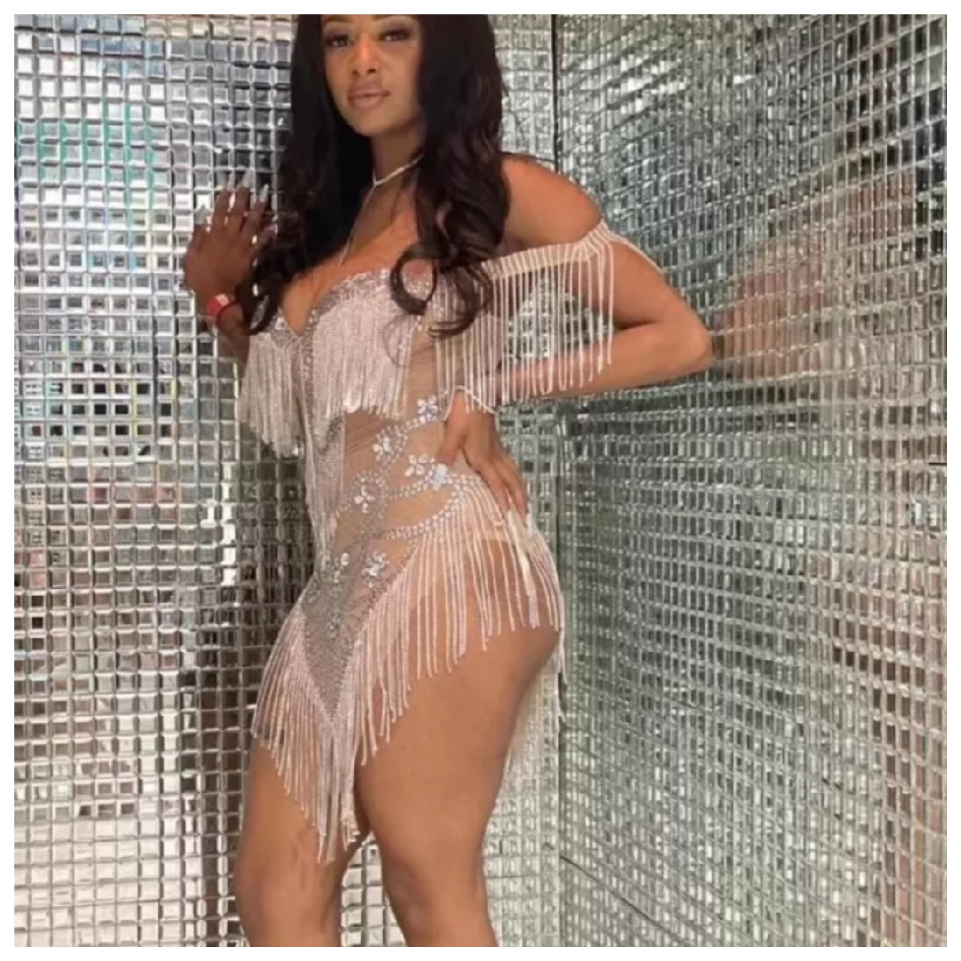 FREAKUM Rhinestone Leotard Nude