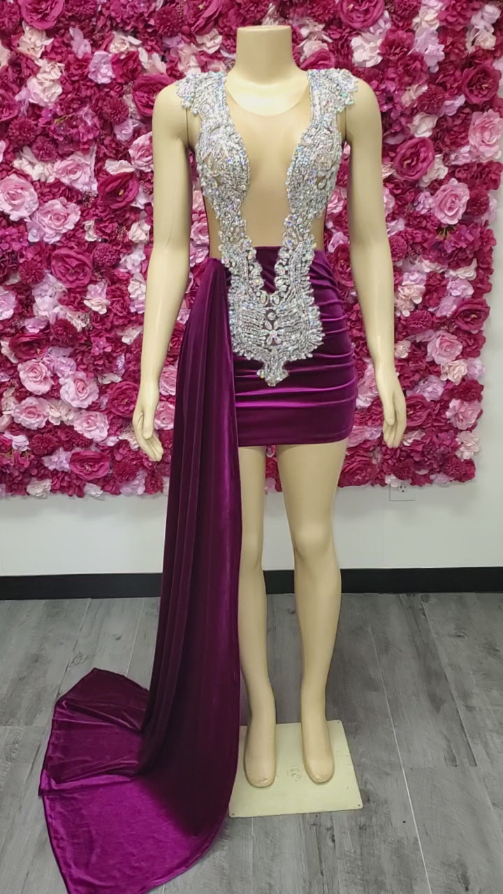 Magenta Rhinestone dress in USA